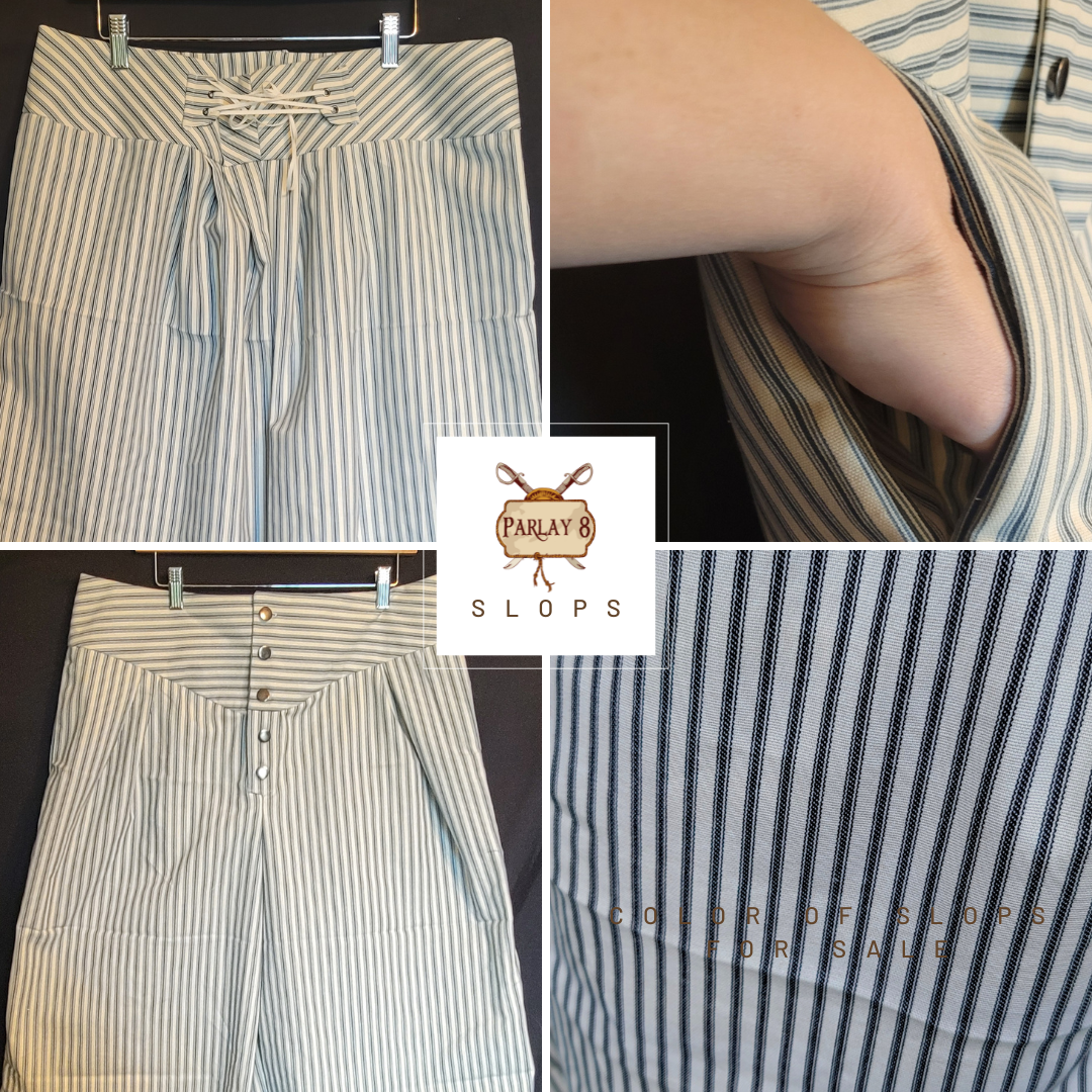 Black Ticking Sailor Slops, Pirate Pants (Petticoat Breeches